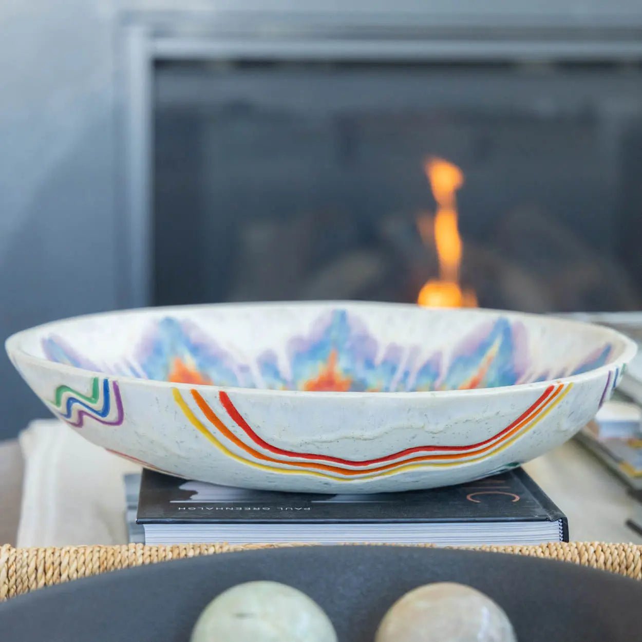 #13 XL Stoneware Rainbow Starburst Decorative Serving Bowl (Color Spectrum Series) - Dan Pearce Ceramics
