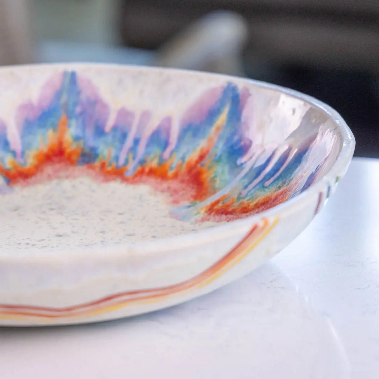 #13 XL Stoneware Rainbow Starburst Decorative Serving Bowl (Color Spectrum Series) - Dan Pearce Ceramics