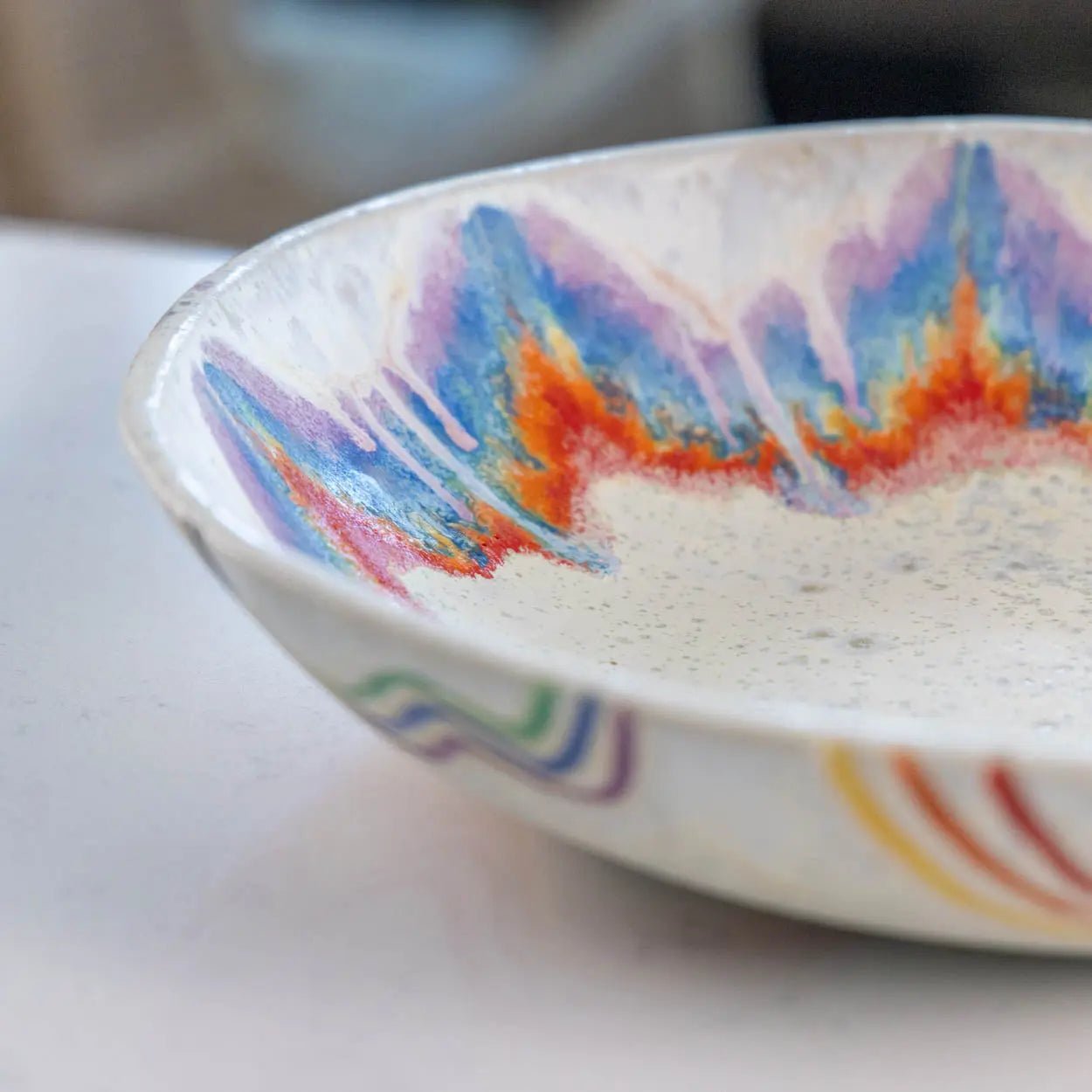 #13 XL Stoneware Rainbow Starburst Decorative Serving Bowl (Color Spectrum Series) - Dan Pearce Ceramics