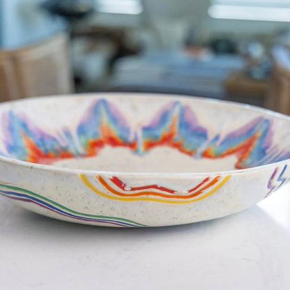 #13 XL Stoneware Rainbow Starburst Decorative Serving Bowl (Color Spectrum Series) - Dan Pearce Ceramics