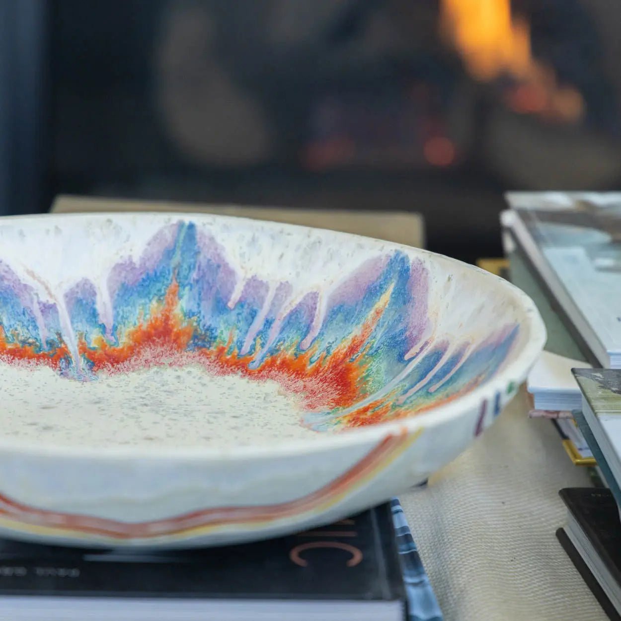#13 XL Stoneware Rainbow Starburst Decorative Serving Bowl (Color Spectrum Series) - Dan Pearce Ceramics