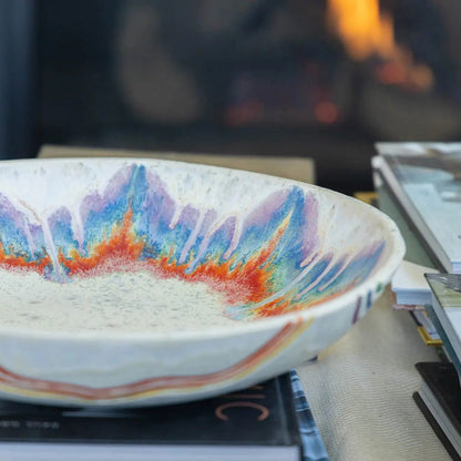 #13 XL Stoneware Rainbow Starburst Decorative Serving Bowl (Color Spectrum Series) - Dan Pearce Ceramics