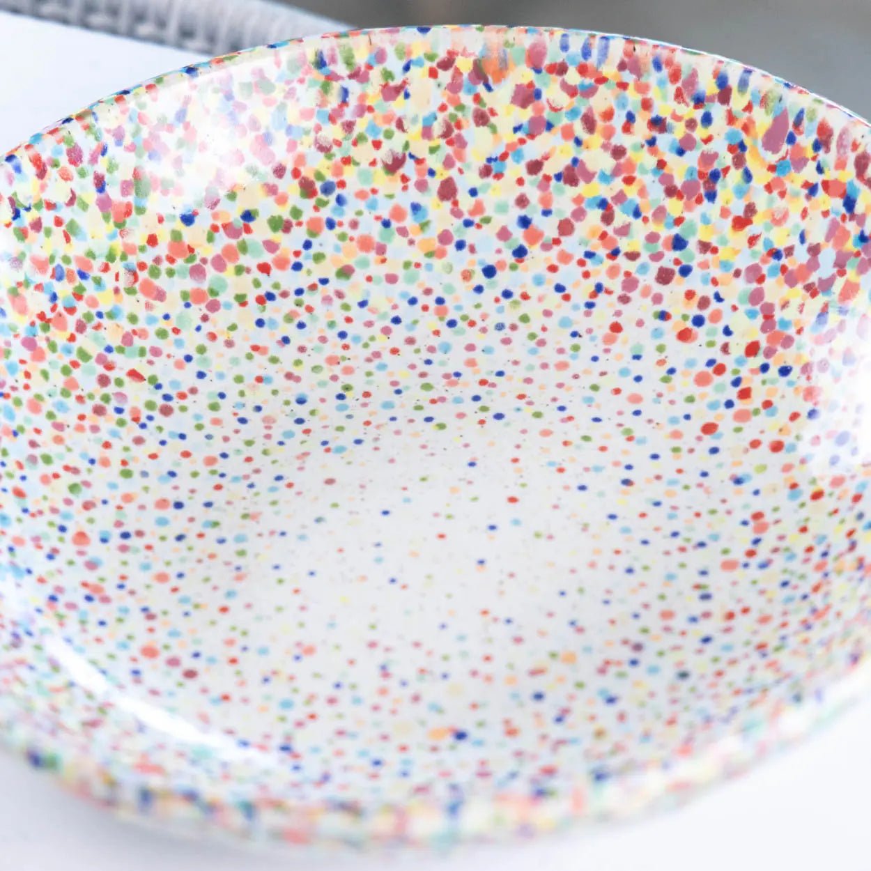 #15 XL Stoneware Rainbow Sprinkles/Dots Decorative Serving Bowl (Color Spectrum Series) - Dan Pearce Ceramics