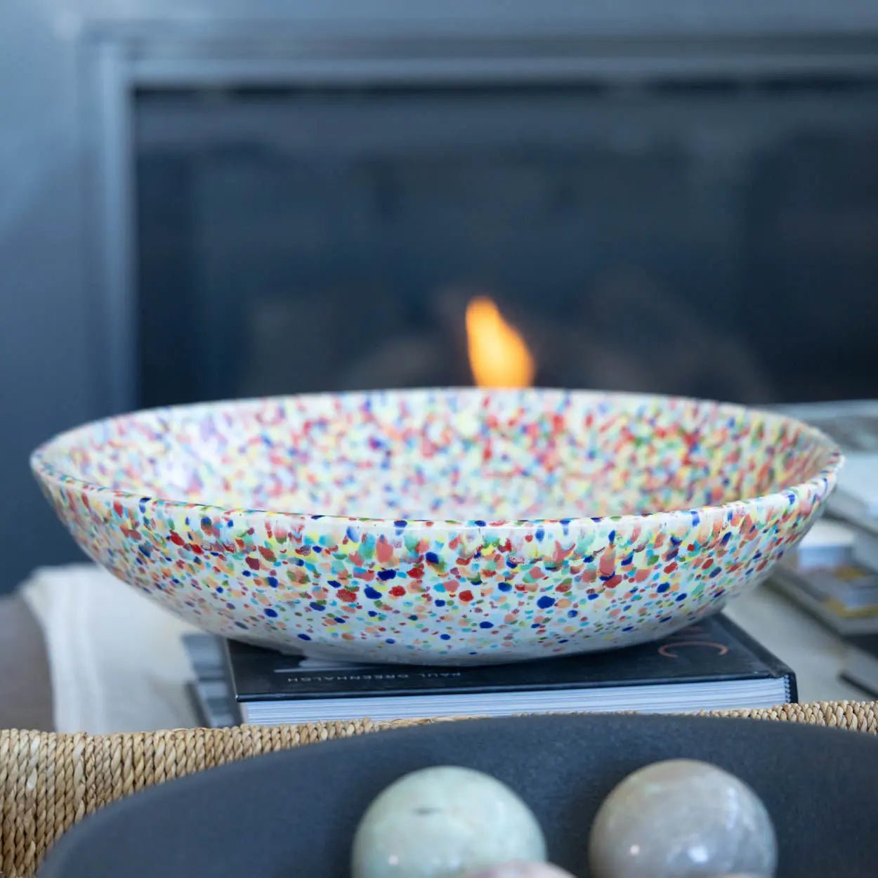#15 XL Stoneware Rainbow Sprinkles/Dots Decorative Serving Bowl (Color Spectrum Series) - Dan Pearce Ceramics