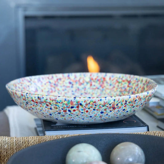 #15 XL Stoneware Rainbow Sprinkles/Dots Decorative Serving Bowl (Color Spectrum Series) - Dan Pearce Ceramics