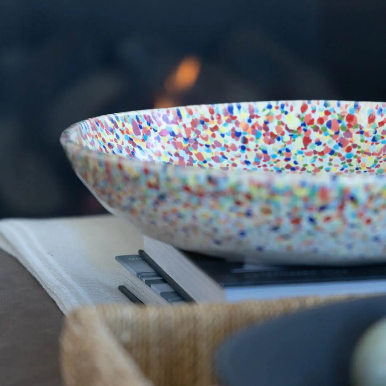 #15 XL Stoneware Rainbow Sprinkles/Dots Decorative Serving Bowl (Color Spectrum Series) - Dan Pearce Ceramics
