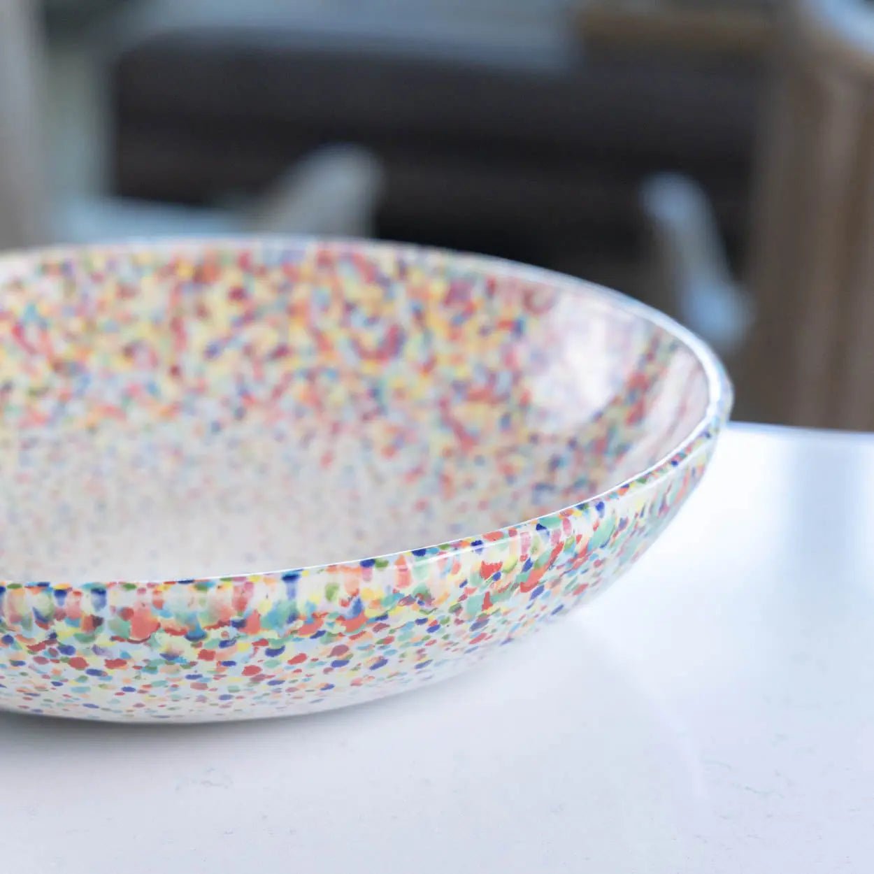 #15 XL Stoneware Rainbow Sprinkles/Dots Decorative Serving Bowl (Color Spectrum Series) - Dan Pearce Ceramics