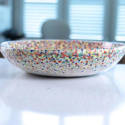 #15 XL Stoneware Rainbow Sprinkles/Dots Decorative Serving Bowl (Color Spectrum Series) - Dan Pearce Ceramics