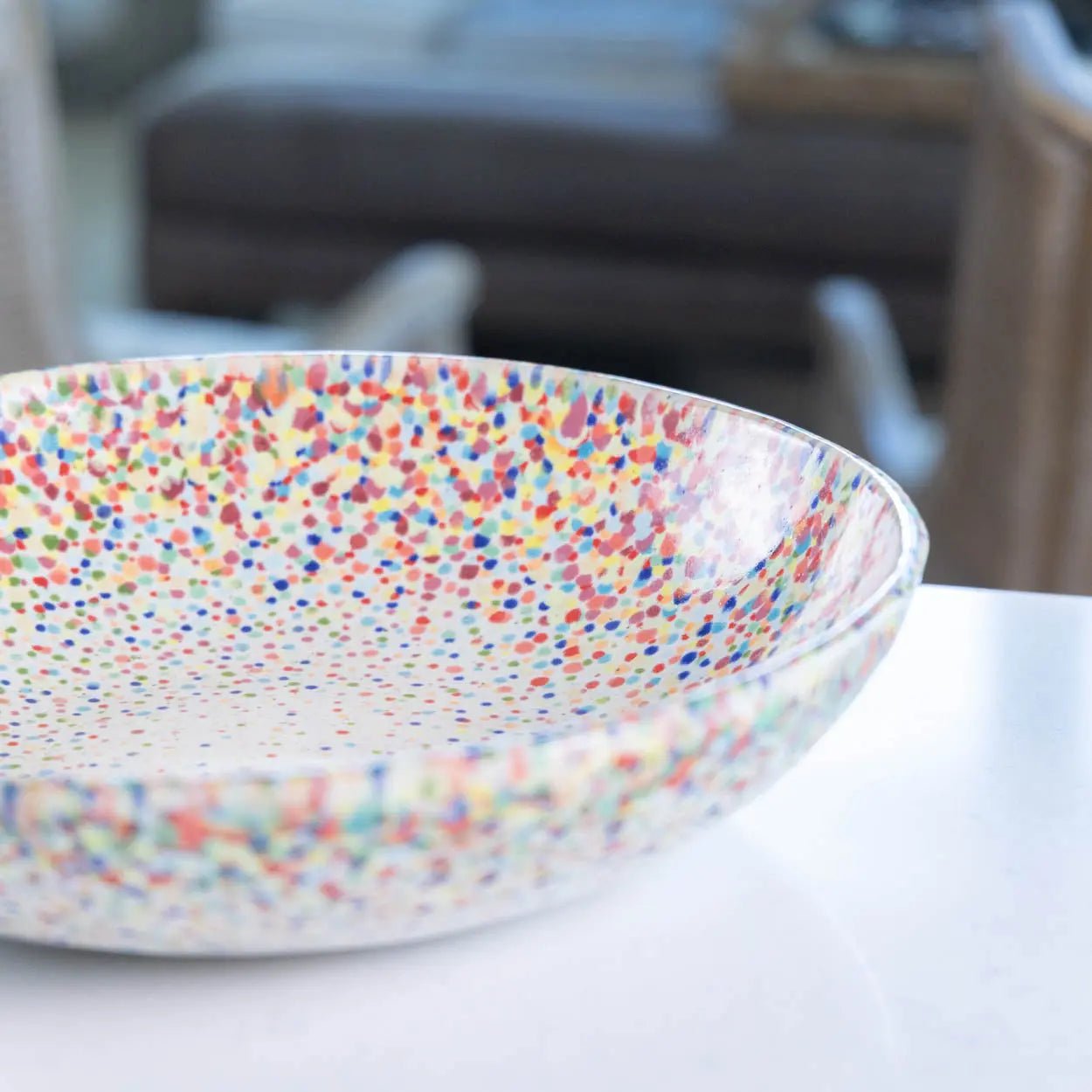 #15 XL Stoneware Rainbow Sprinkles/Dots Decorative Serving Bowl (Color Spectrum Series) - Dan Pearce Ceramics