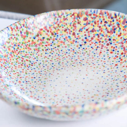 #15 XL Stoneware Rainbow Sprinkles/Dots Decorative Serving Bowl (Color Spectrum Series) - Dan Pearce Ceramics