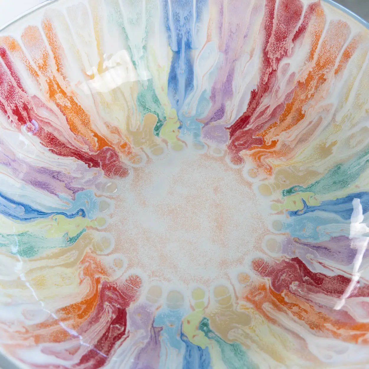 #16 GIANT 18 Quart Stoneware Decorative Serving Bowl - "Moby Dick" ombre blue exterior rainbow interior (Color Spectrum Series) SECONDS - Dan Pearce Ceramics
