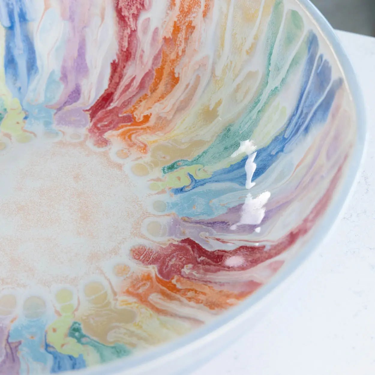 #16 GIANT 18 Quart Stoneware Decorative Serving Bowl - "Moby Dick" ombre blue exterior rainbow interior (Color Spectrum Series) SECONDS - Dan Pearce Ceramics