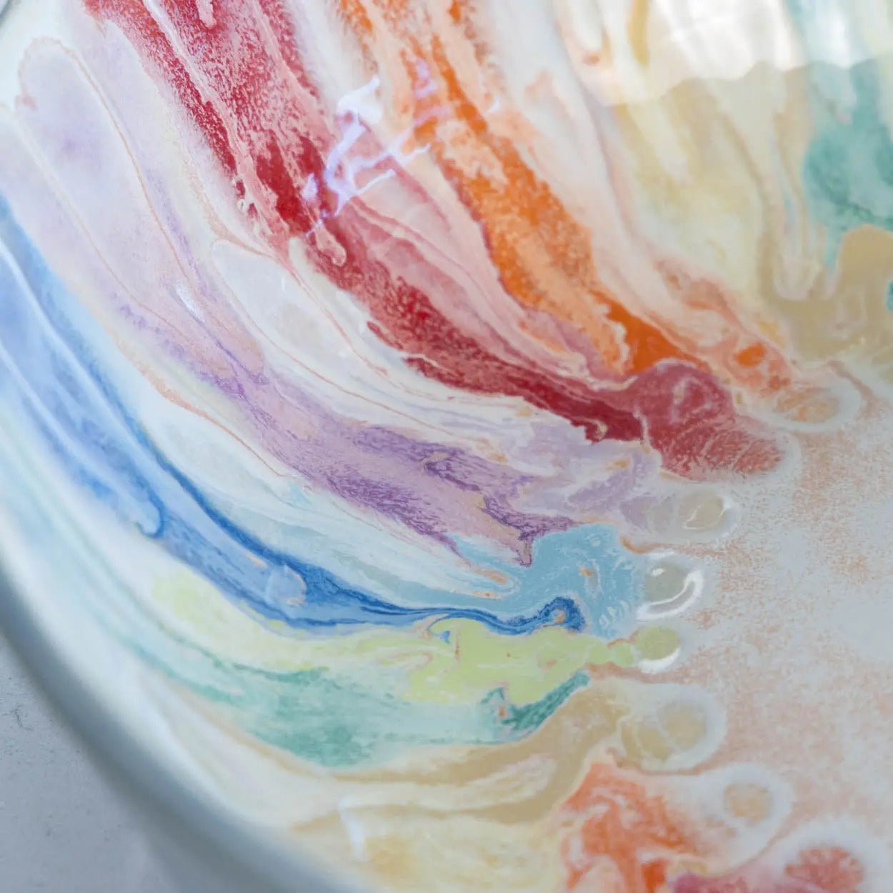 #16 GIANT 18 Quart Stoneware Decorative Serving Bowl - "Moby Dick" ombre blue exterior rainbow interior (Color Spectrum Series) SECONDS - Dan Pearce Ceramics