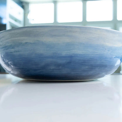 #16 GIANT 18 Quart Stoneware Decorative Serving Bowl - "Moby Dick" ombre blue exterior rainbow interior (Color Spectrum Series) SECONDS - Dan Pearce Ceramics