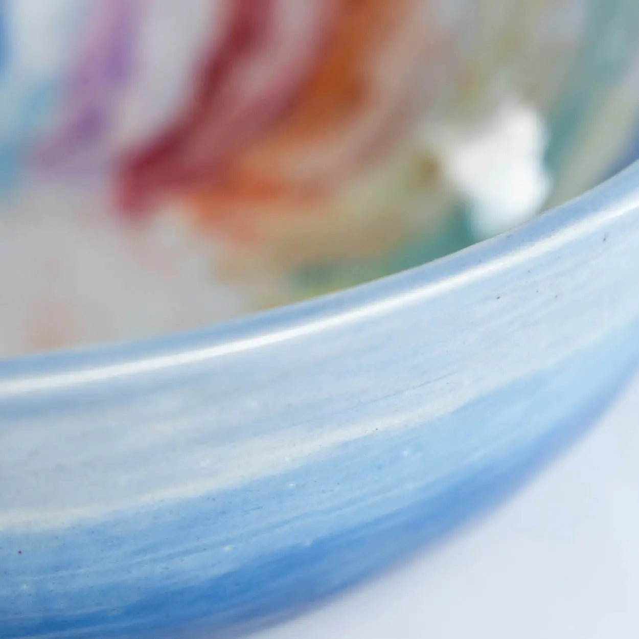 #16 GIANT 18 Quart Stoneware Decorative Serving Bowl - "Moby Dick" ombre blue exterior rainbow interior (Color Spectrum Series) SECONDS - Dan Pearce Ceramics