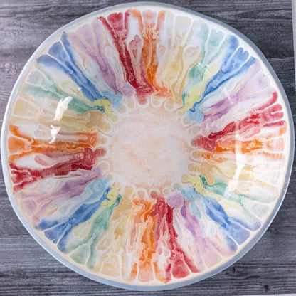 #16 GIANT 18 Quart Stoneware Decorative Serving Bowl - "Moby Dick" ombre blue exterior rainbow interior (Color Spectrum Series) SECONDS - Dan Pearce Ceramics