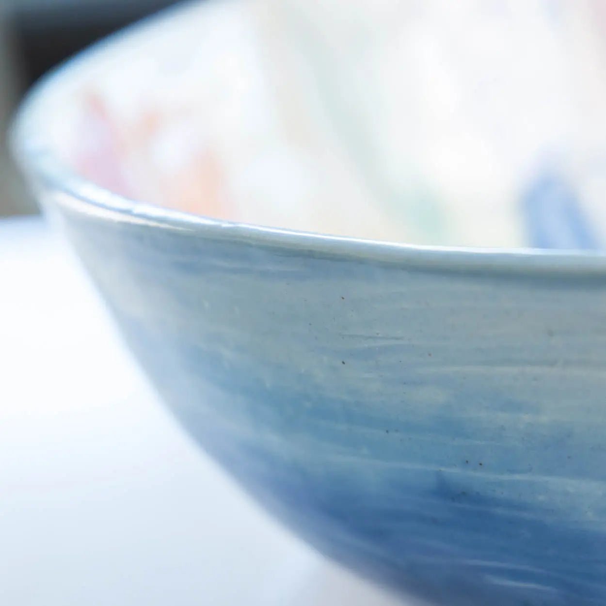 #16 GIANT 18 Quart Stoneware Decorative Serving Bowl - "Moby Dick" ombre blue exterior rainbow interior (Color Spectrum Series) SECONDS - Dan Pearce Ceramics