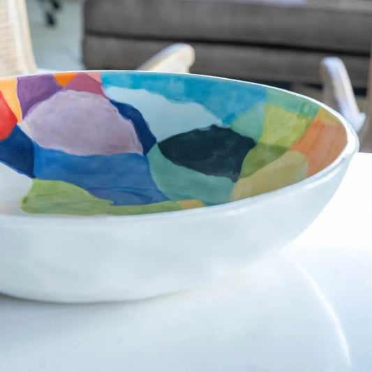 #24 XXL Stoneware Abstract Art Rainbow - Scheme Decorative Serving Bowl (Color Spectrum Series) - Dan Pearce Ceramics