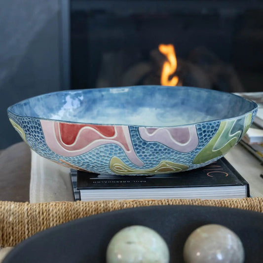 #29 XL Stoneware Ombre & Abstract Decorative Serving Bowl (Color Spectrum Series) (MINOR SECONDS) - Dan Pearce Ceramics