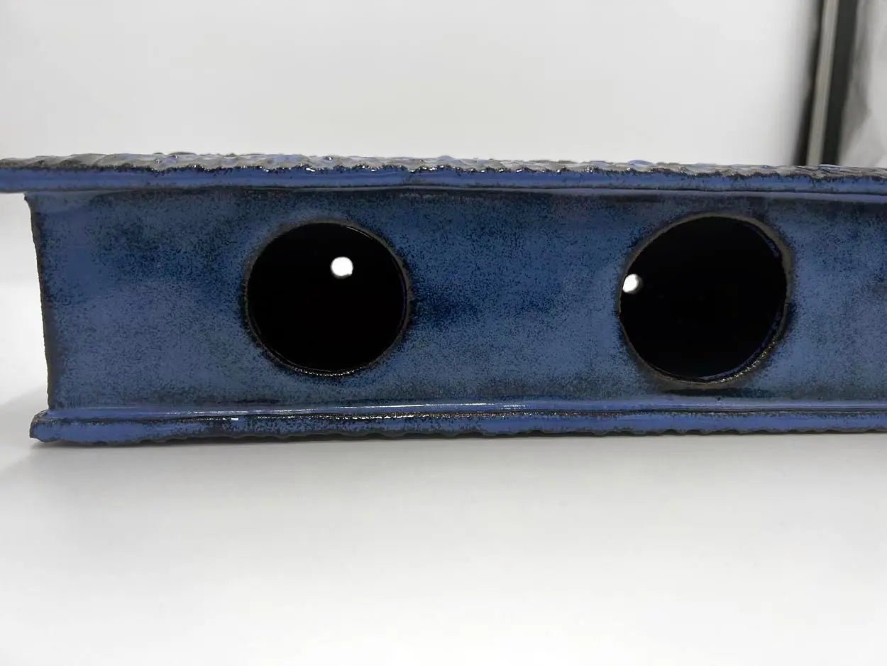 3 - Plant Slab - Built Hand - Carved Planter (Extra - long midnight blue & black) - Dan Pearce Ceramics