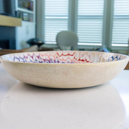 #31 XL Stoneware Decorative Serving Bowl Drippy Blues, Purples, Reds, and Pinks (Color Spectrum Series) - Dan Pearce Ceramics
