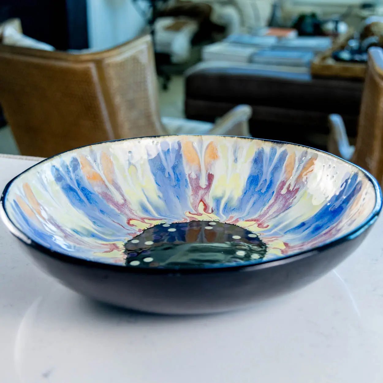 #35 XL Stoneware Decorative Serving Bowl - Primary and Secondary on Black (Color Spectrum Series) - Dan Pearce Ceramics