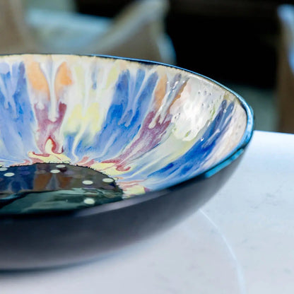 #35 XL Stoneware Decorative Serving Bowl - Primary and Secondary on Black (Color Spectrum Series) - Dan Pearce Ceramics