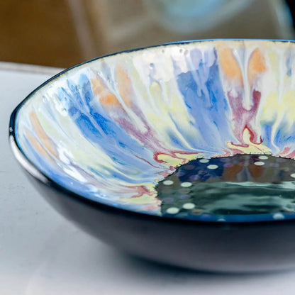 #35 XL Stoneware Decorative Serving Bowl - Primary and Secondary on Black (Color Spectrum Series) - Dan Pearce Ceramics