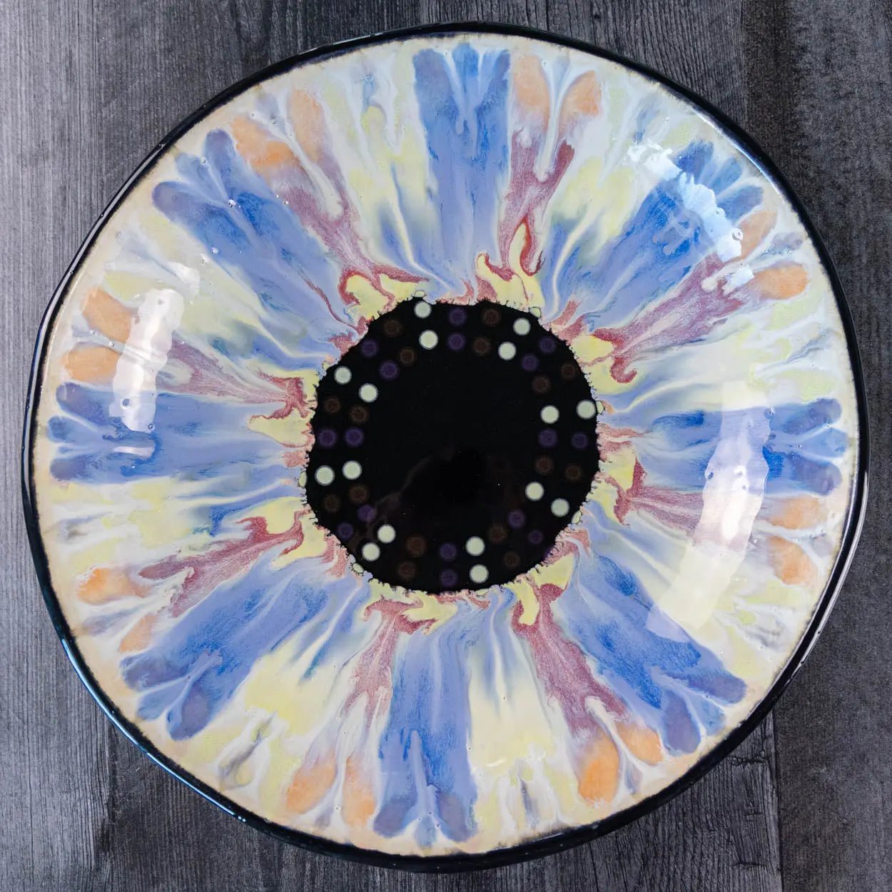 #35 XL Stoneware Decorative Serving Bowl - Primary and Secondary on Black (Color Spectrum Series) - Dan Pearce Ceramics