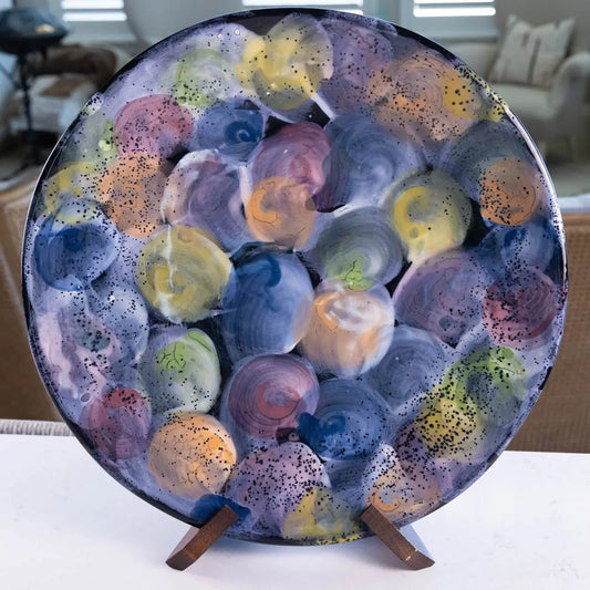 #37 XL Stoneware Platter with Swirls of Color Decorative Serving Bowl (Color Spectrum Series) - Dan Pearce Ceramics