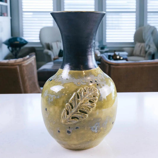 #38 XXL Stoneware Decorative Pot/Vase - Spotted Translucent Sage & Charcoal - (Creative Collection) - Dan Pearce Ceramics