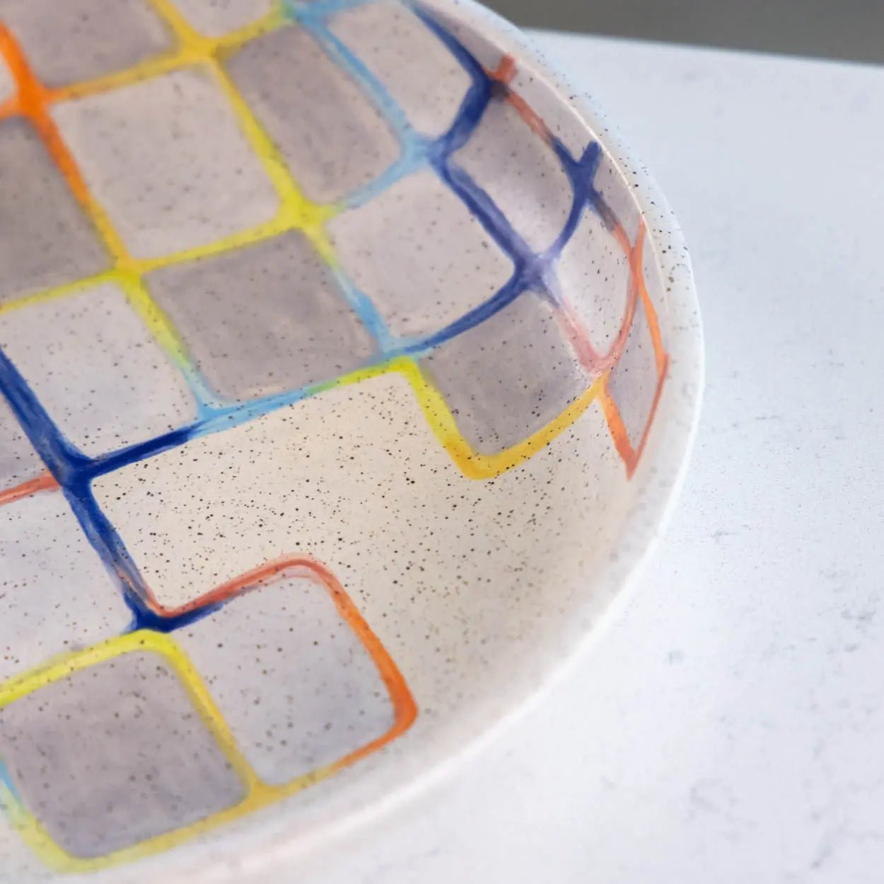 #42 Large Stoneware Decorative Serving Bowl Retro Modern Color Squares (Color Spectrum Series) - Dan Pearce Ceramics