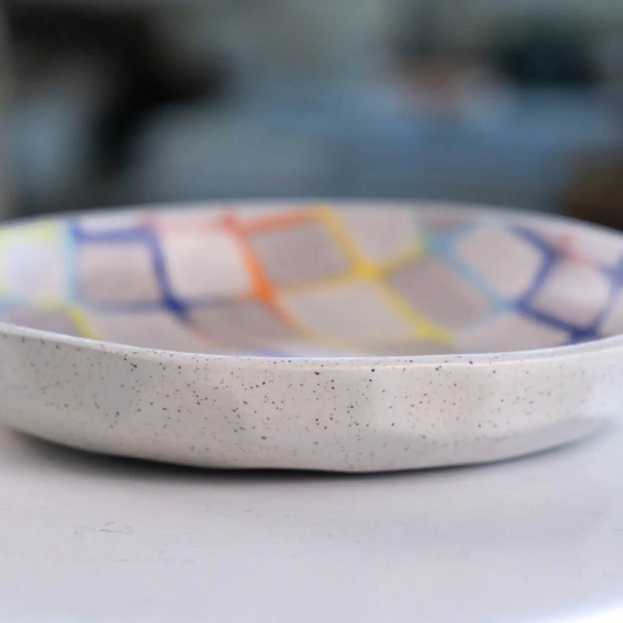 #42 Large Stoneware Decorative Serving Bowl Retro Modern Color Squares (Color Spectrum Series) - Dan Pearce Ceramics