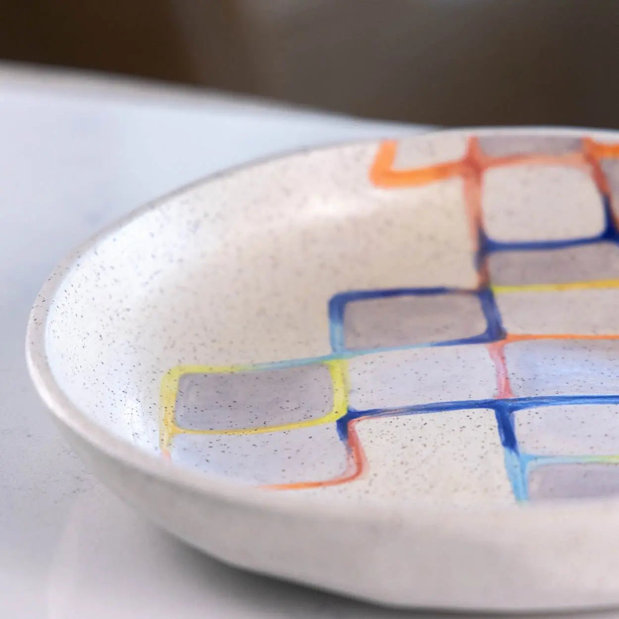 #42 Large Stoneware Decorative Serving Bowl Retro Modern Color Squares (Color Spectrum Series) - Dan Pearce Ceramics