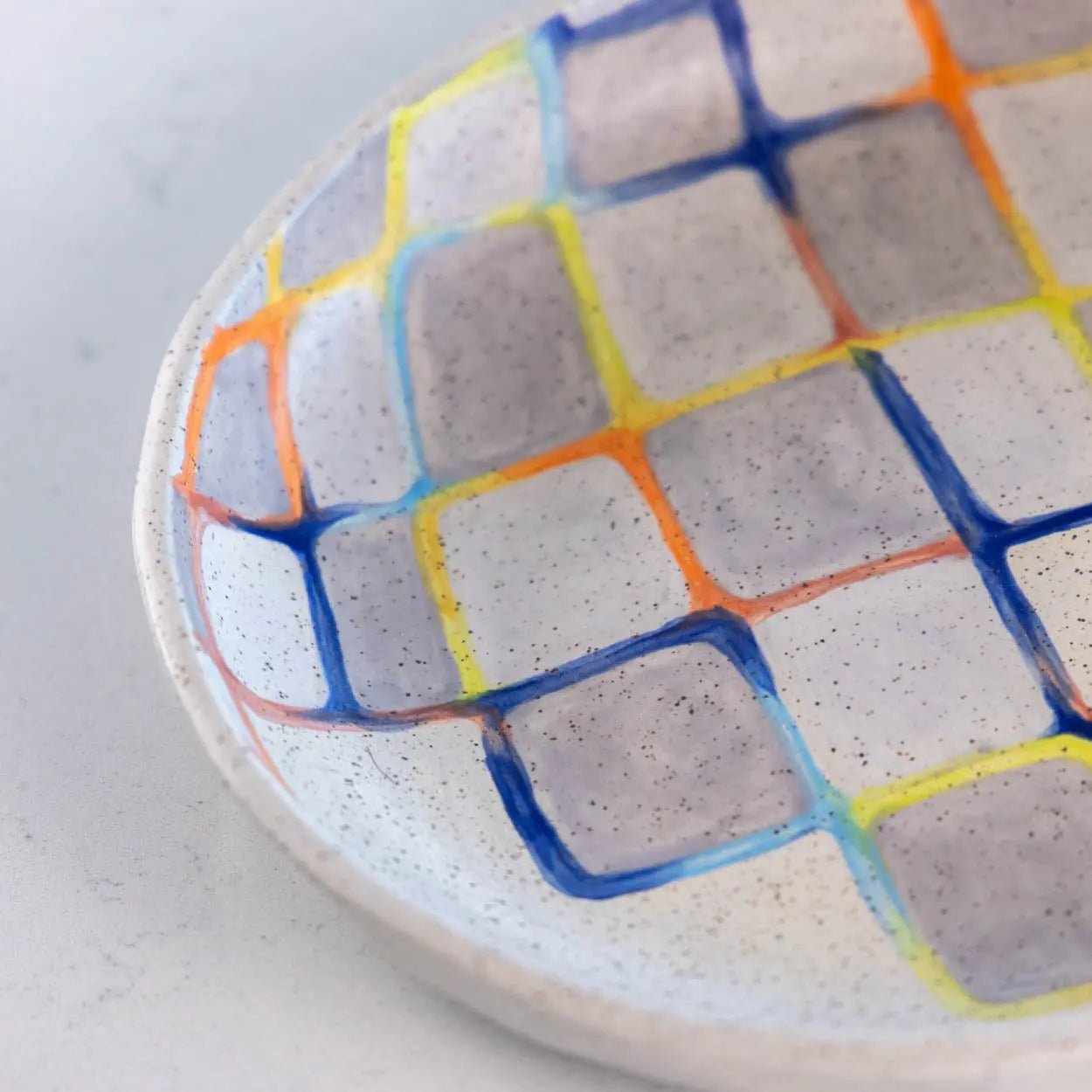 #42 Large Stoneware Decorative Serving Bowl Retro Modern Color Squares (Color Spectrum Series) - Dan Pearce Ceramics