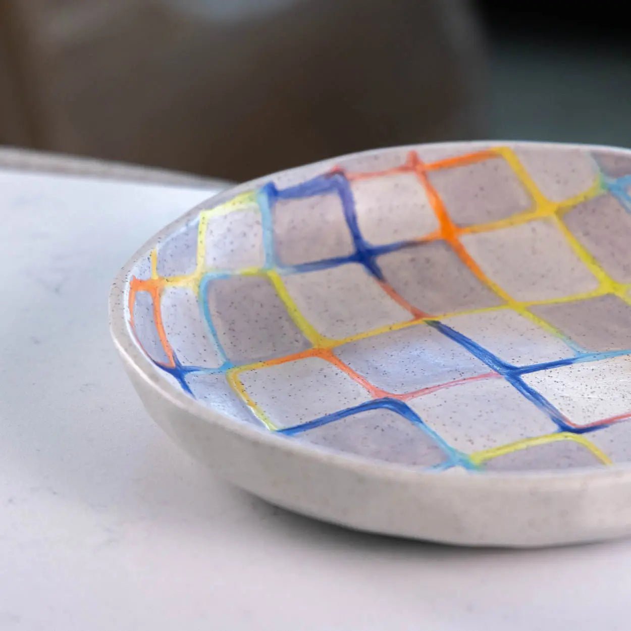 #42 Large Stoneware Decorative Serving Bowl Retro Modern Color Squares (Color Spectrum Series) - Dan Pearce Ceramics