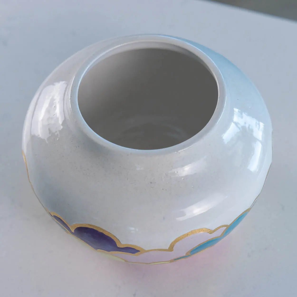 #43 Large Stoneware With Real Gold Round Cloud Decorative Pot (Color Spectrum Series) - Dan Pearce Ceramics