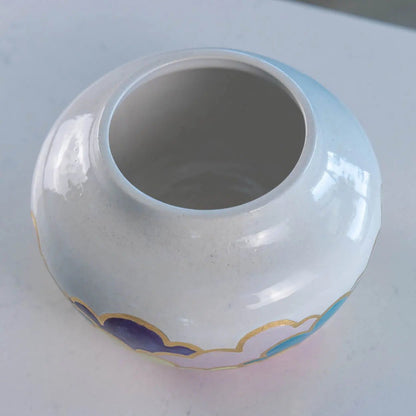 #43 Large Stoneware With Real Gold Round Cloud Decorative Pot (Color Spectrum Series) - Dan Pearce Ceramics