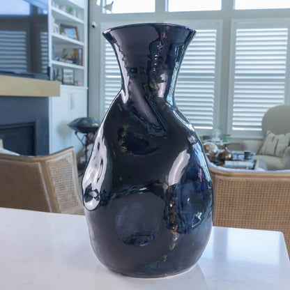 #44 XXXL Stoneware Obsidian & Color Spot Modern Manipulated Vase (Color Spectrum Series) - Dan Pearce Ceramics