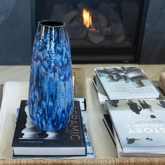 #49 XL Stoneware Obsidian and Blues Alchemy Decorative Vase (Color Spectrum Series) (Seconds) - Dan Pearce Ceramics