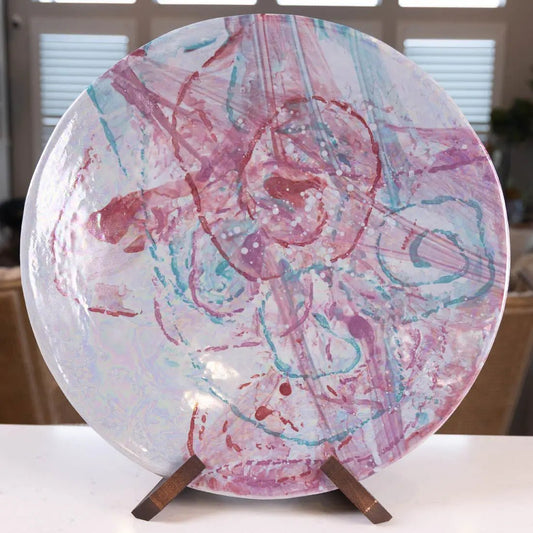 #58 XL Stoneware Serving Platter - Iridescent Abstract Mother of Pearl Art - (Creative Collection) - Dan Pearce Ceramics