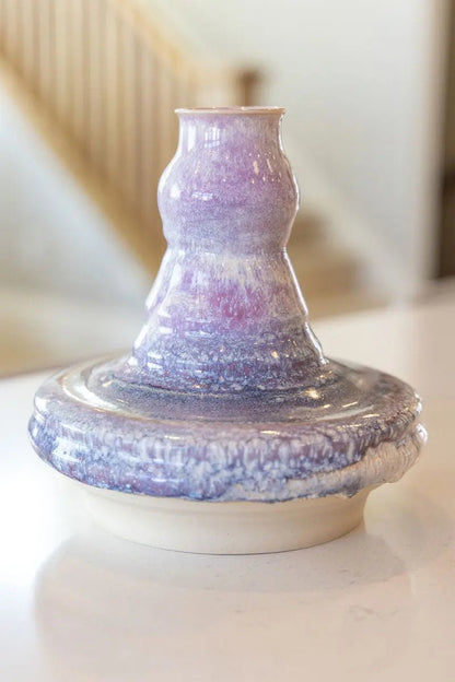 Abstract Decorative Vase/Pot (Soda Kiln Effect, Purples, Darks, Creams) - Dan Pearce Ceramics