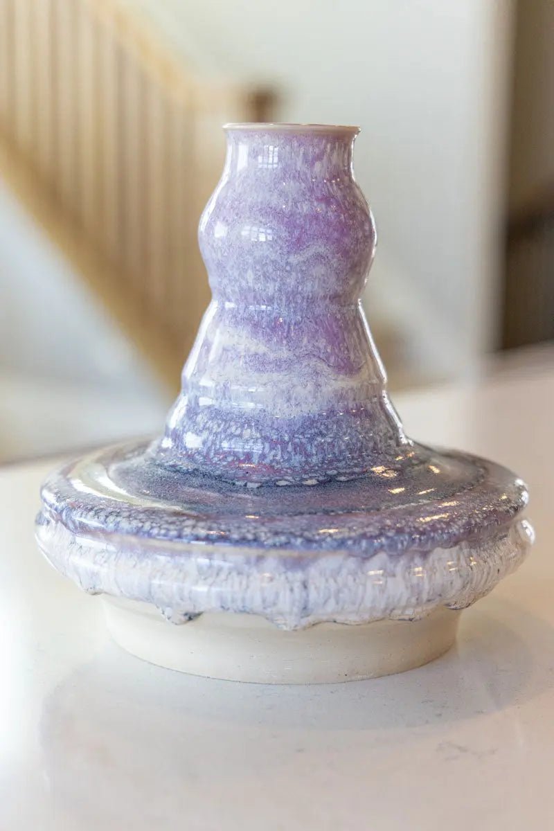 Abstract Decorative Vase/Pot (Soda Kiln Effect, Purples, Darks, Creams) - Dan Pearce Ceramics