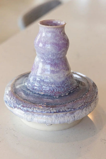 Abstract Decorative Vase/Pot (Soda Kiln Effect, Purples, Darks, Creams) - Dan Pearce Ceramics