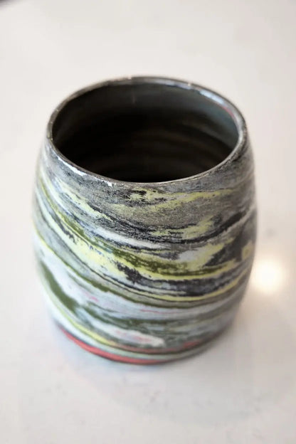 Abstract Marbled Pot: Porcelain Multi - Colored "Planet Pot" - Dan Pearce Ceramics