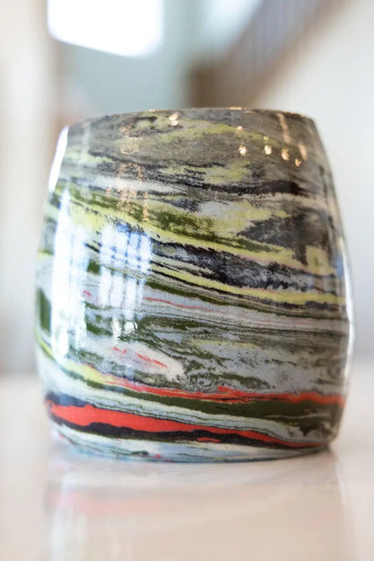 Abstract Marbled Pot: Porcelain Multi - Colored "Planet Pot" - Dan Pearce Ceramics