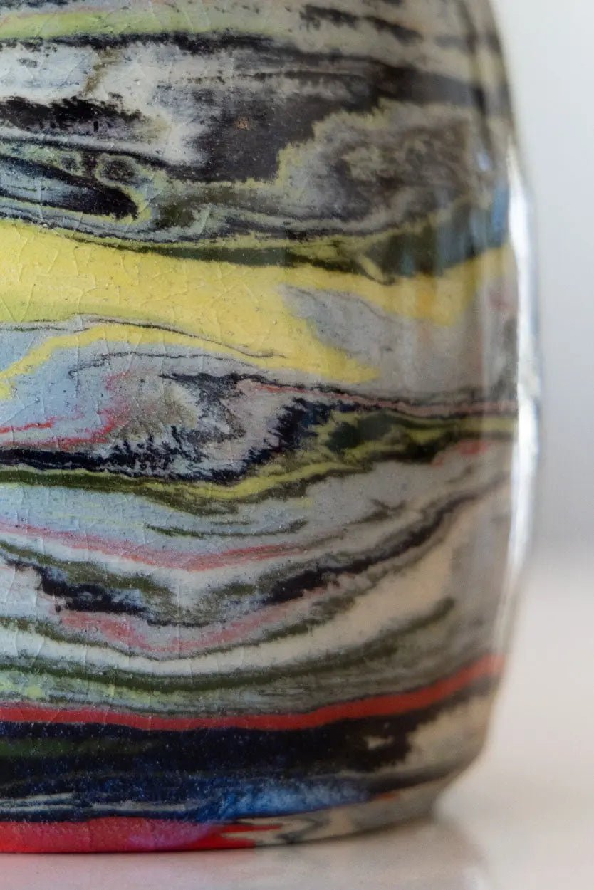 Abstract Marbled Pot: Porcelain Multi - Colored "Planet Pot" - Dan Pearce Ceramics