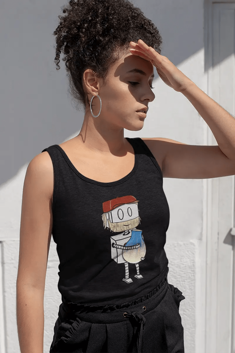 "Adorable Potter Robot" Ladies Tank Top (Dan's Version) - Dan Pearce Ceramics