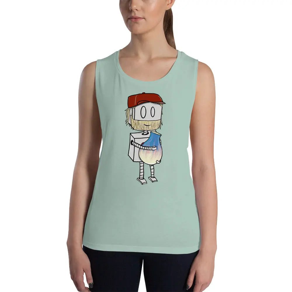 "Adorable Potter Robot" Ladies Tank Top (Dan's Version) - Dan Pearce Ceramics