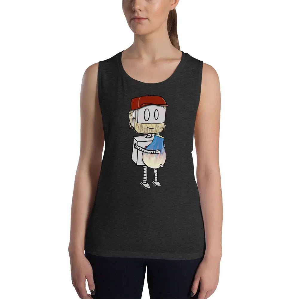 "Adorable Potter Robot" Ladies Tank Top (Dan's Version) - Dan Pearce Ceramics